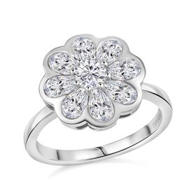 D’joy Moissanit Ring 925 Silber rhodiniert (Größe 17.00) ca. 1,69 ct