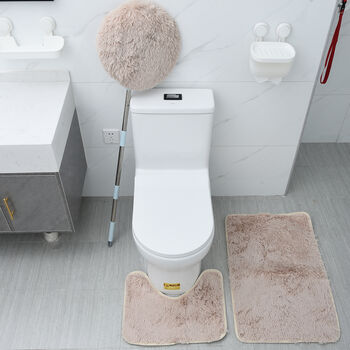 3er-Set Bad-Kollektion, extra weicher Duschvorleger 50x80 cm, WC-Vorleger 40x50 cm, WC-Deckel, Elfenbein