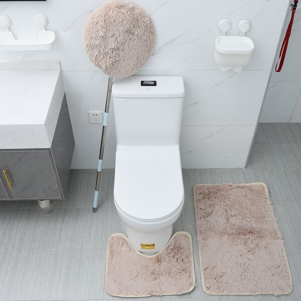 3er-Set Bad-Kollektion, extra weicher Duschvorleger 50x80 cm, WC-Vorleger 40x50 cm, WC-Deckel, Elfenbein