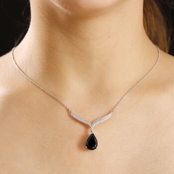 Schwarze Spinell-Halskette, 45 cm - 6,18 ct.