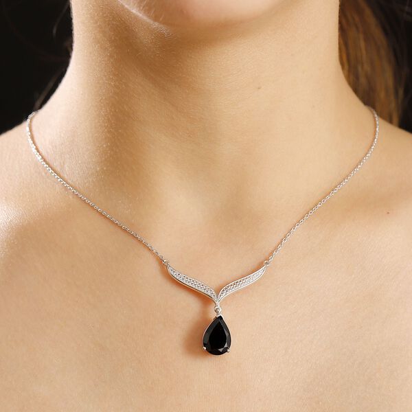 Schwarze Spinell-Halskette, 45 cm - 6,18 ct. image number 3