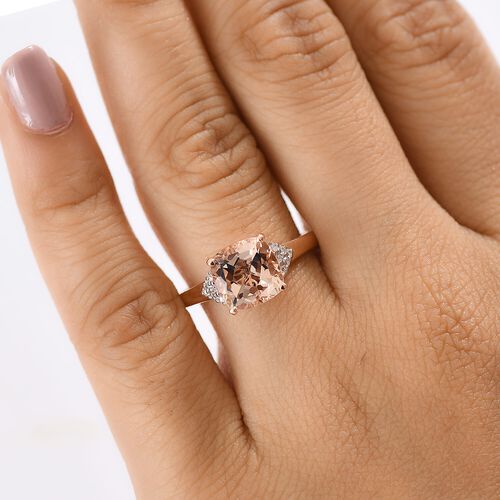 AAA Morganit, Weißer Diamant Ring 417 Gold (Größe 19.00) ca. 3,19 ct image number 1