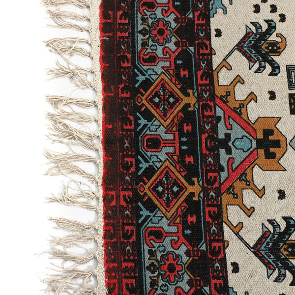 Handgewebter bedruckter Läufer aus 100 % Baumwolle, 180x120 cm, rot image number 6