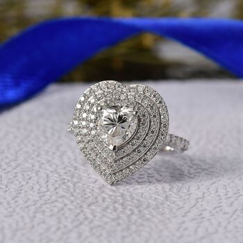 D'Joy Moissanit Ring 925 Silber rhodiniert (Gr&ouml;&szlig;e 21.00) ca. 2,50 ct