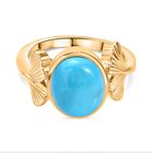 GP Italienische Garten Kollektion - AA Sleeping Beauty Türkis, Kanchanaburi Blauer Saphir Ring 925 Silber 750 Gelbgold Vermeil (Größe 19.00) ca. 2.77 ct