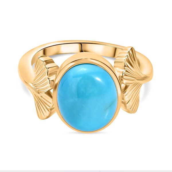 GP Italienische Garten Kollektion - AA Sleeping Beauty T&uuml;rkis, Kanchanaburi Blauer Saphir Ring 925 Silber 750 Gelbgold Vermeil (Gr&ouml;&szlig;e 19.00) ca. 2.77 ct