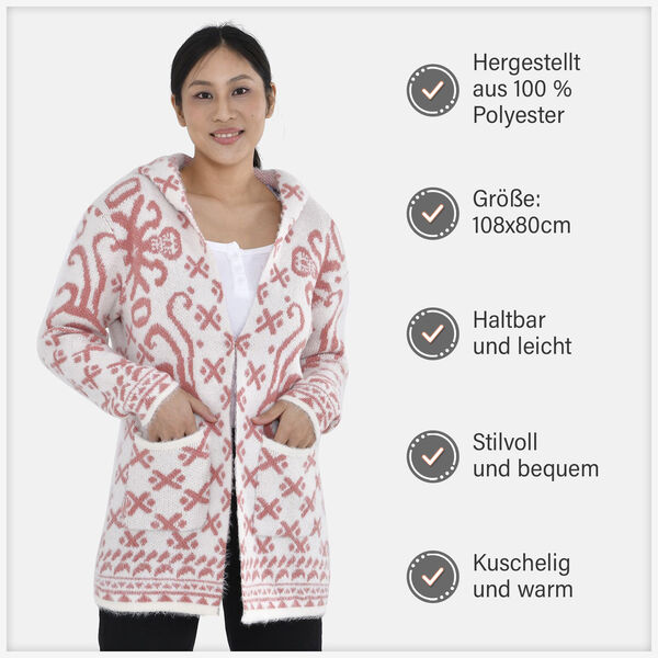 Cardigan mit Kapuze, pinke geometrische Muster image number 6