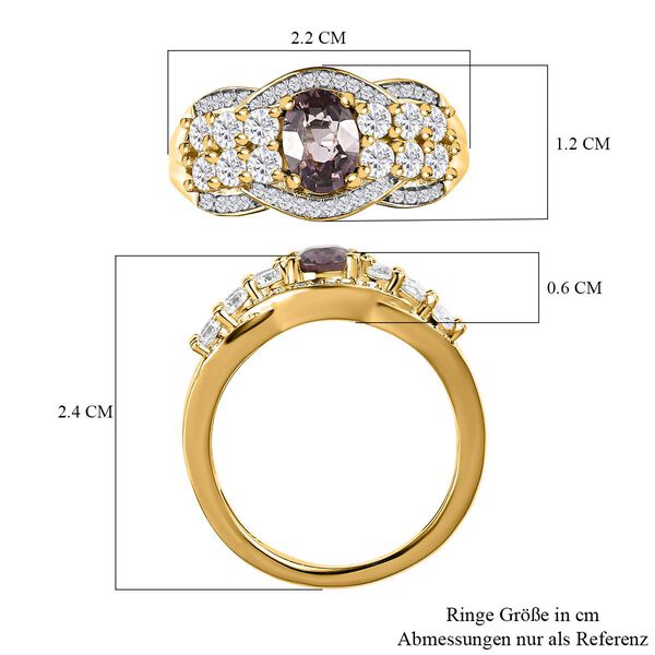 AA Nat&uuml;rlicher Tansanischer Lavendel-Spinell, Wei&szlig;er Zirkon Ring, 925 Silber Gelbgold Vermeil (Gr&ouml;&szlig;e 17.00) ca. 2.19 ct image number 7