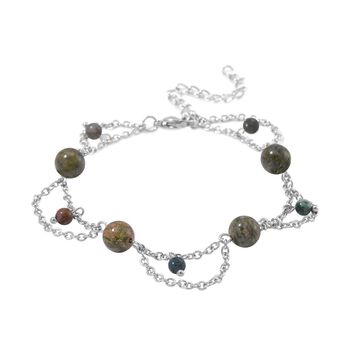 Unakite Armband ca. 19 cm 316L Edelstahl ca. 20.00 ct