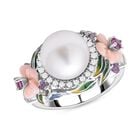 Weißer Südsee Perlen und rosa Perlmutt Ring, 925 Silber rhodiniert (Größe 16.00) ca. 0.57 ct image number 3