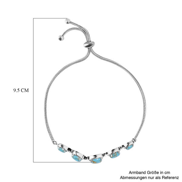 Blaues Mojave T&uuml;rkis Armband, ca. 26.75 cm, Ionenbeschichteter Stahl ca. 3.87 ct image number 5