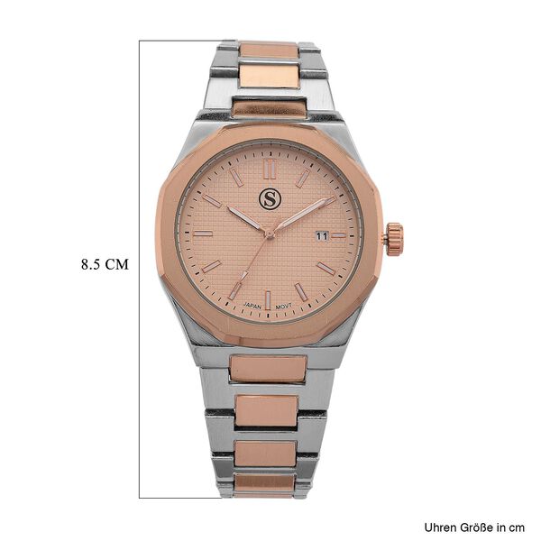 STRADA - Armbanduhr mit japanischem Uhrwerk und Datumsanzeige, Legierungsgehäuse  Sandstrahleffekt, bicolor, Rosefarben image number 6