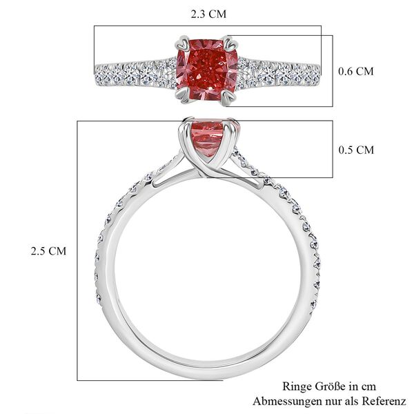 LUXURIANT VS rosa und VS-EF weißer Labor Diamant Ring in 950 Platin - 1,54 ct. image number 6