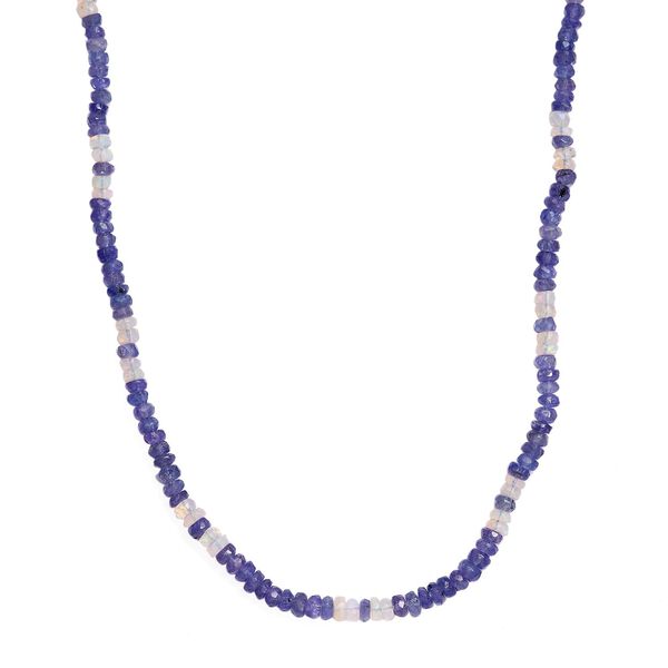 Tansanit, Nat&uuml;rlicher, &auml;thiopischer Welo Opal Halskette, ca. 45 cm 925 Silber rhodiniert ca. 53.90 ct image number 0