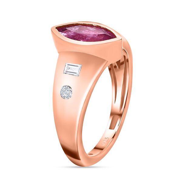 Ilakaka Rosa Saphir (Fissure gefüllt), weißer Zirkon Ring, 925 Silber Roségold Vermeil (Größe 20.00) ca. 1.75 ct image number 5