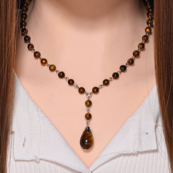 Tigerauge Halskette ca. 45 cm+ 5 cm Extender, ca. 95.00 ct image number 1