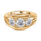 Moissanit Drei-Stein-Ring, 925 Silber 750 Gelbgold Vermeil (Größe 18.00) ca. 1.64 ct