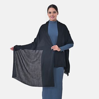 LA MAREY Gro&szlig;formatiger Schal, 100% Kaschmirwolle, 70 x 195 cm, Schwarz