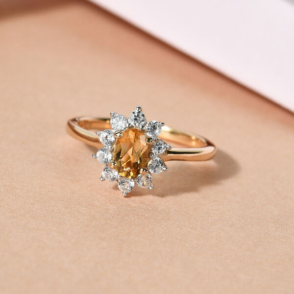 Citrin und Zirkon Ring 925 Silber vergoldet  ca. 0,93 ct image number 2
