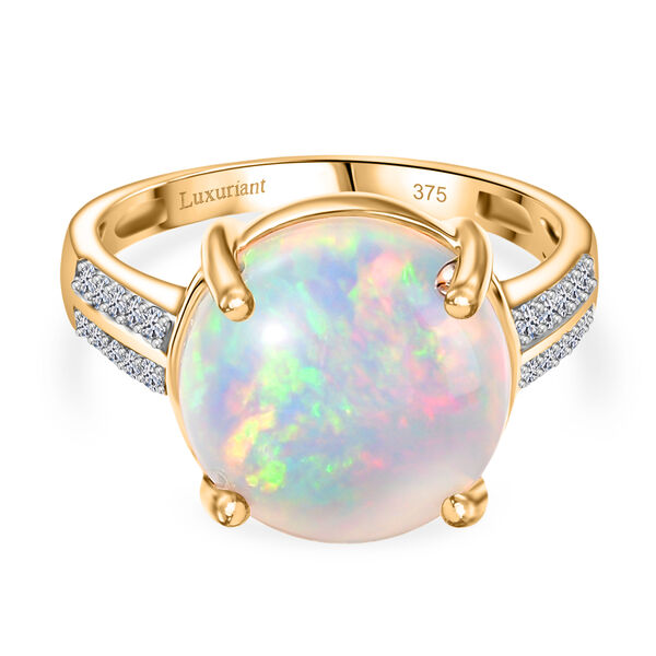 LUXURIANT DIAMOND- AAA Natürlicher, äthiopischer Welo Opal und Labor Diamant Ring in 375 Gold - 3,82 ct. image number 0