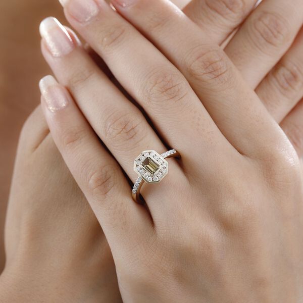 AAA Natürlicher, goldener Tansanit und Moissanit-Ring in 375 Gold - 1,17 ct. image number 9