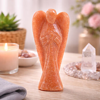 LIVMORE handgeschnitzte Schutzengel Figur, Roter Aventurin, 7,62cm