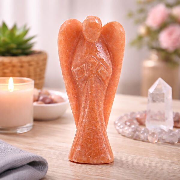 LIVMORE handgeschnitzte Schutzengel Figur, Roter Aventurin, 7,62cm image number 2