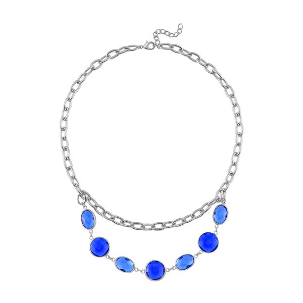 Blaue Kristall Glieder-Halskette, 52 cm image number 3