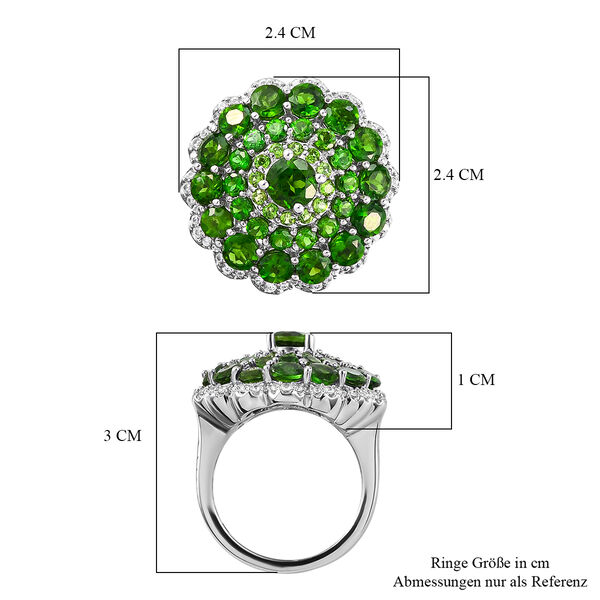 Natürlicher Chromdiopsid und weißer Zirkon-Ring, 925 Silber platiniert  ca. 5,28 ct image number 7