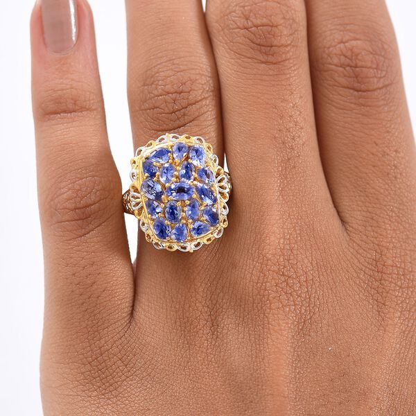 Tansanit Ring Nickelfreies Messing platiniert und vergoldet (Größe 20.00) ca. 2,91 ct image number 3