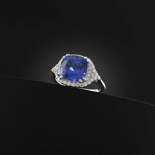 RHAPSODY zertifiziert und geprüft AAAA Tansanit und VS-EF Diamant Ring in 950 Platin - 6 ct. image number 1