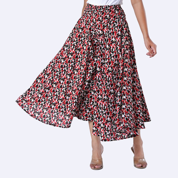 Weit geschnittene Freizeithose, Smockbund, 85x39cm, Weiß und rot image number 5