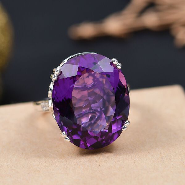 Afrikanischer Amethyst und Zirkon Ring - 24,74 ct. image number 2