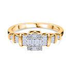 Lab Grown Diamant SI Ring 925 Silber 750 Gelbgold Vermeil (Größe 17.00) ca. 0,50 ct