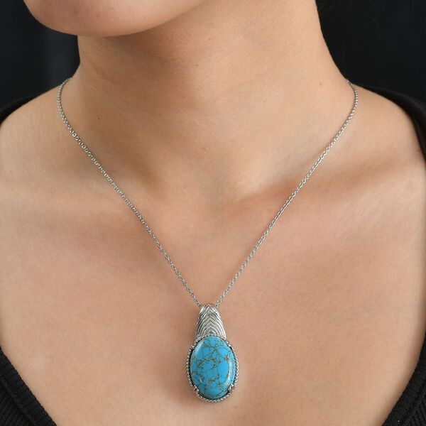 Blauer Türkis Anhänger mit 45cm Kette - 20,57 ct. image number 2