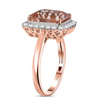 AAA Morganit, Wei&szlig;er Diamant Ring 417 Gold (Gr&ouml;&szlig;e 16.50) ca. 6,80 ct