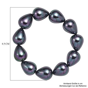 Flexibles pfaufarbenes Tropfen Muschelkernperle Armband