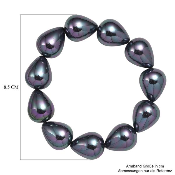 Flexibles pfaufarbenes Tropfen Muschelkernperle Armband image number 4