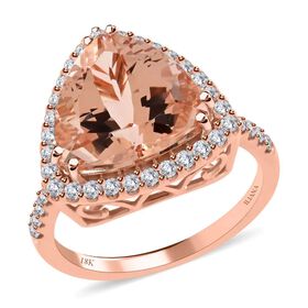 ILIANA zertifiziert und geprüft AAA Morganit und SI-GH Diamant Ring in 750 Roségold - 5,75 ct.