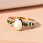Natürlicher Äthiopischer Opal und Natürlicher Chromdiopsid Ring 925 Silber vergoldet  ca. 1,49 ct image number 1