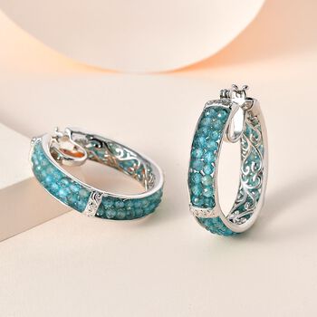 Blaue Apatit Ohrringe, Messing, ca. 21.00 ct