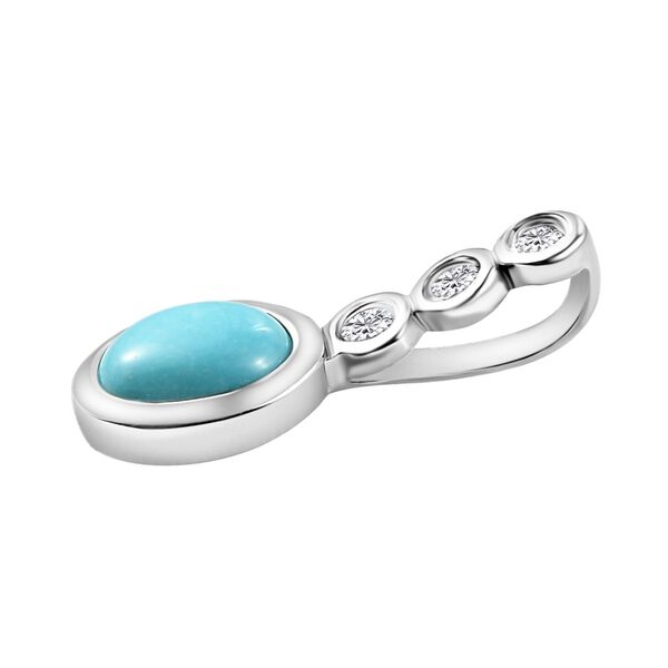 2er-Set- Natürlicher Sleeping Beauty Türkis und Zirkon-Ring und Anhänger- 1,86 ct. image number 8