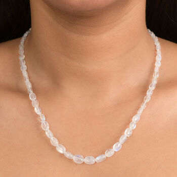 D'Joy AAA Meetiyagoda Regenbogen Mondstein Halskette ca. 45 cm + 5 cm Extender, 925 Silber rhodiniert