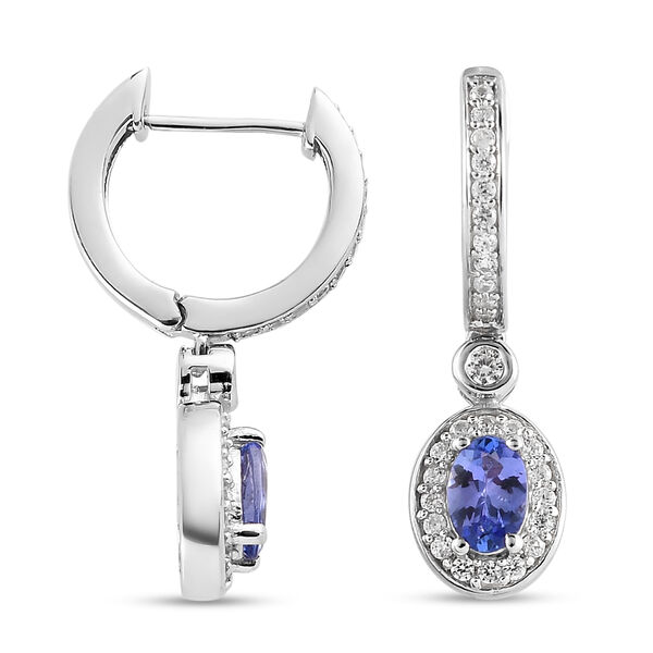 Tansanit und Zirkon-Ohrringe, 925 Silber platiniert ca. 1,51 ct image number 4