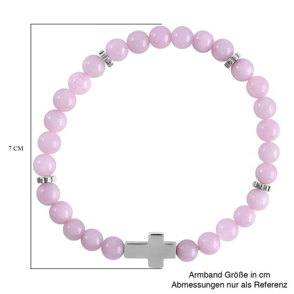 Rosenquarz Armband, ca. 19 cm, reiner Edelstahl ca. 65,00 ct image number 5