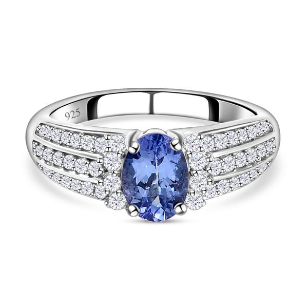 Tansanit und wei&szlig;er Zirkon-Ring - 1,25 ct.