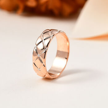 Diamant Ring mit Diamantschliff-Muster, 925 Silber mit Ros&eacute;gold Vermeil