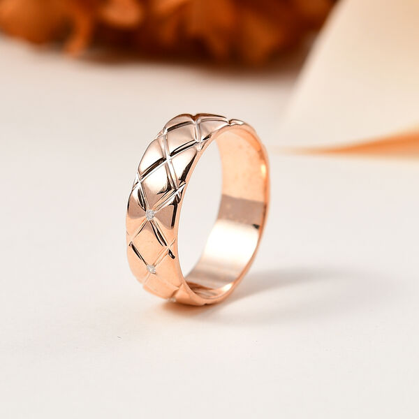 Diamant Ring mit Diamantschliff-Muster, 925 Silber mit Ros&eacute;gold Vermeil image number 1