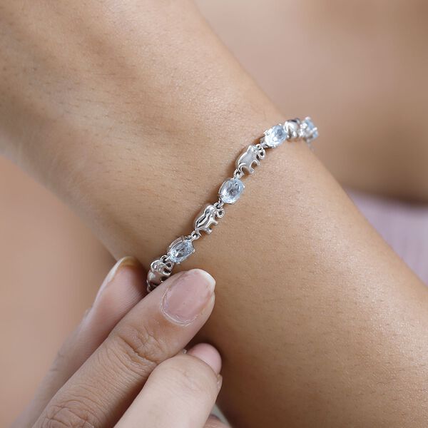 Himmelblauer Topas Armband ca. 25.5 cm Reines Messing platiniert ca. 2,65 ct. image number 7