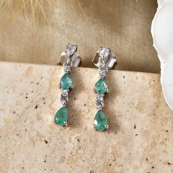 D'Joy AAA Kagem Sambischer Smaragd Ohrringe 925 Silber Rhodiniert ca. 1,09 ct.